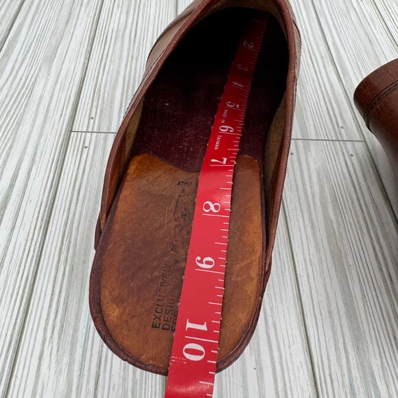 VTG 70's Nordstrom clogs 9.5 platform leather and wood slip on shoes boho hippie - Picture 10 of 14